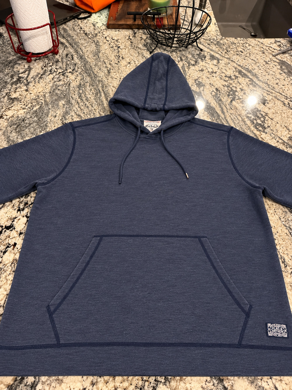 Flag & Anthem Men’s Small Navy Blue Pullover Hoodie Sweatshirt S